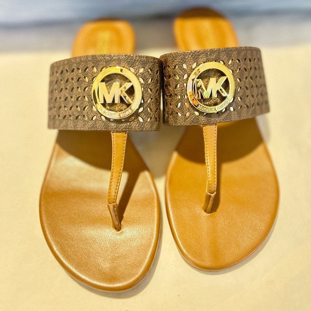 Michael Kors Brown and Gold Sandals